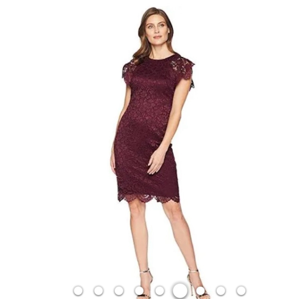 VINCE CAMUTO Gorgeous designer Wine colored lace dress w/flutter sleeves🔥🔥🔥